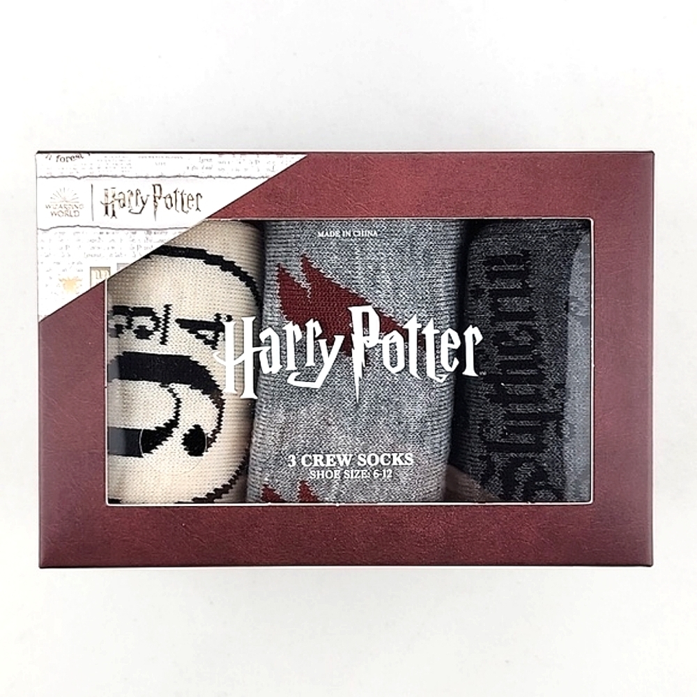 NWT Harry Potter Gryffindor Men's Novelty 3 Crew Socks Shoe Size 6-12